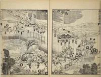 An illustration from Illustrated "Anthology of Tang-Dynasty Poems" in Five-Syllable Lines (Tōshisen ehon gogon ritsu hairitsu 画本唐詩選五言律排律) (1836)