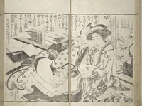 An illustration from Erotica; Compendium Guide to the Brothels of Osaka (Keiryaku ōzassho gyokumon taisei) (1770)