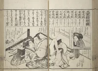 An illustration from Erotica; Compendium Guide to the Brothels of Osaka (Keiryaku ōzassho gyokumon taisei) (1770)