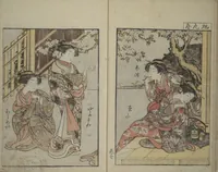 An illustration from Mirror of Yoshiwara Beauties (Seirō bijin awase sugata kagami) (1776)