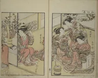 An illustration from Mirror of Yoshiwara Beauties (Seirō bijin awase sugata kagami) (1776)