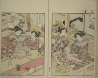 An illustration from Mirror of Yoshiwara Beauties (Seirō bijin awase sugata kagami) (1776)