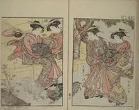 An illustration from Mirror of Yoshiwara Beauties (Seirō bijin awase sugata kagami) (1776)