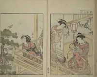 An illustration from Mirror of Yoshiwara Beauties (Seirō bijin awase sugata kagami) (1776)