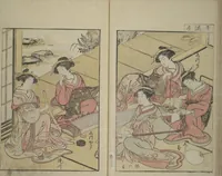 An illustration from Mirror of Yoshiwara Beauties (Seirō bijin awase sugata kagami) (1776)