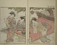 An illustration from Mirror of Yoshiwara Beauties (Seirō bijin awase sugata kagami) (1776)