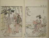 An illustration from Mirror of Yoshiwara Beauties (Seirō bijin awase sugata kagami) (1776)