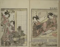 An illustration from Mirror of Yoshiwara Beauties (Seirō bijin awase sugata kagami) (1776)