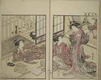 An illustration from Mirror of Yoshiwara Beauties (Seirō bijin awase sugata kagami) (1776)