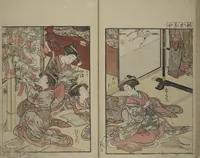An illustration from Mirror of Yoshiwara Beauties (Seirō bijin awase sugata kagami) (1776)