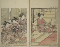 An illustration from Mirror of Yoshiwara Beauties (Seirō bijin awase sugata kagami) (1776)