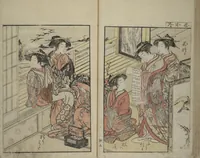 An illustration from Mirror of Yoshiwara Beauties (Seirō bijin awase sugata kagami) (1776)