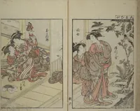 An illustration from Mirror of Yoshiwara Beauties (Seirō bijin awase sugata kagami) (1776)