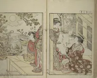 An illustration from Mirror of Yoshiwara Beauties (Seirō bijin awase sugata kagami) (1776)