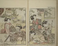 An illustration from Mirror of Yoshiwara Beauties (Seirō bijin awase sugata kagami) (1776)