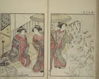 An illustration from Mirror of Yoshiwara Beauties (Seirō bijin awase sugata kagami) (1776)