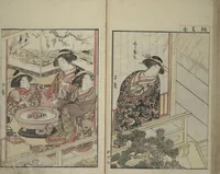 An illustration from Mirror of Yoshiwara Beauties (Seirō bijin awase sugata kagami) (1776)