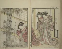 An illustration from Mirror of Yoshiwara Beauties (Seirō bijin awase sugata kagami) (1776)