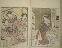 An illustration from Mirror of Yoshiwara Beauties (Seirō bijin awase sugata kagami) (1776)