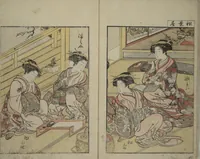 An illustration from Mirror of Yoshiwara Beauties (Seirō bijin awase sugata kagami) (1776)