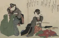 An illustration from Book of Humorous Poems "Hundred Thousand Birds" (Kyōka momochidori 狂歌百千鳥) (1830)
