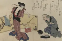 An illustration from Book of Humorous Poems "Hundred Thousand Birds" (Kyōka momochidori 狂歌百千鳥) (1830)