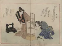 An illustration from Book of Humorous Poems "Hundred Thousand Birds" (Kyōka momochidori 狂歌百千鳥) (1830)
