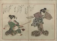 An illustration from Book of Humorous Poems "Hundred Thousand Birds" (Kyōka momochidori 狂歌百千鳥) (1830)