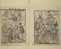 An illustration from Picture Book with Synopses of Plays (Ehon banzuke) for Performances at the Nakamura Theater in 1794 (1799)