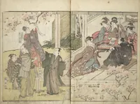 An illustration from Amusements of Kabuki Actors of the "Third Floor" [Dressing Room] (Yakusha sangaikyō), by Shikitei Sanba (1801)