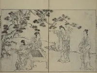 An illustration from A Garden of Celebrated Japanese and Chinese Paintings (Wakan meigaen) : [volume 5] (1750)