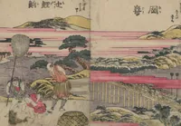 An illustration from Fifty-three Stations on the Tōkaidō Road (Tōkaidō gojūsantsugi ehon ekiro no suzu 東海道五十三次絵本駅路鈴) : [volume 2] (1840)