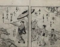 An illustration from The Style of Woman's Fashion (Jochū ehon fūzoku yō 女中絵本風俗容) (1787)