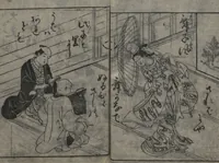 An illustration from The Style of Woman's Fashion (Jochū ehon fūzoku yō 女中絵本風俗容) (1787)
