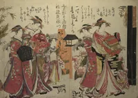 An illustration from A New Record Comparing the Handwriting of the Courtesans of the Yoshiwara (Yoshiwara keisei shin bijin jihitsu kagami) (1784)