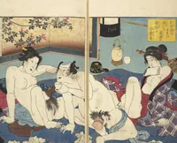 Picture 11 of 13 from A Bedside Guide to the Colors of Love in Spring (Shunshoku neya no shiori) : [volume 3] (1850), leaf 16
