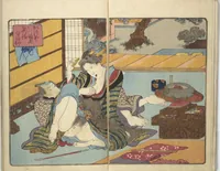 An illustration from A Bedside Guide to the Colors of Love in Spring (Shunshoku neya no shiori) : [volume 2] (1850)