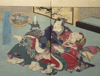 An illustration from Weighing the Goods of Love (Enshoku shinasadame) : [volume 3] (1830)