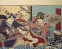 An illustration from Weighing the Goods of Love (Enshoku shinasadame) : [volume 3] (1830)