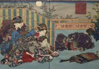 An illustration from Weighing the Goods of Love (Enshoku shinasadame) : [volume 2] (1830)