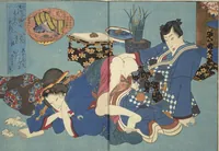 An illustration from Weighing the Goods of Love (Enshoku shinasadame) : [volume 2] (1830)
