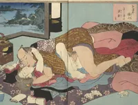 An illustration from A Bedside Guide to the Colors of Love in Spring (Shunshoku neya no shiori) : [volume 1] (1850)