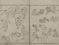 An illustration from Abbreviated Drawing Styles for Figures (Jinbutsu ryakuga shiki 人物 略画式) (1795)