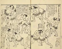 An illustration from Sumō torikumi zue / Tachikawa Emba sen; Utagawa Kunisada ga (1849)