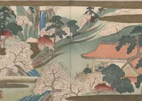 An illustration from Book of Humorous Poems on the Cherry Flower and the Maple Leaves (Ehō no taki) (1833)