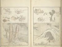 An illustration from Transmitting the Spirit, Revealing the Form of Things, Volume 1 to 15 of Hokusai Sketchbooks (Denshin kaishu: Hokusai manga, shohen - jugohen) (1848)
