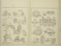 An illustration from Transmitting the Spirit, Revealing the Form of Things, Volume 1 to 15 of Hokusai Sketchbooks (Denshin kaishu: Hokusai manga, shohen - jugohen) (1848)
