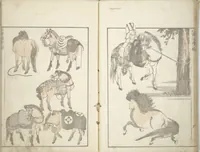 An illustration from Transmitting the Spirit, Revealing the Form of Things, Volume 1 to 15 of Hokusai Sketchbooks (Denshin kaishu: Hokusai manga, shohen - jugohen) (1848)