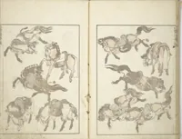 An illustration from Transmitting the Spirit, Revealing the Form of Things, Volume 1 to 15 of Hokusai Sketchbooks (Denshin kaishu: Hokusai manga, shohen - jugohen) (1848)