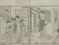 Picture 2 of 5 from Illustrated Book of Kyōka (comic poems) "Maple Bridge" (Ehon momiji bashi 絵本紅葉橋) (1790), leaf 5